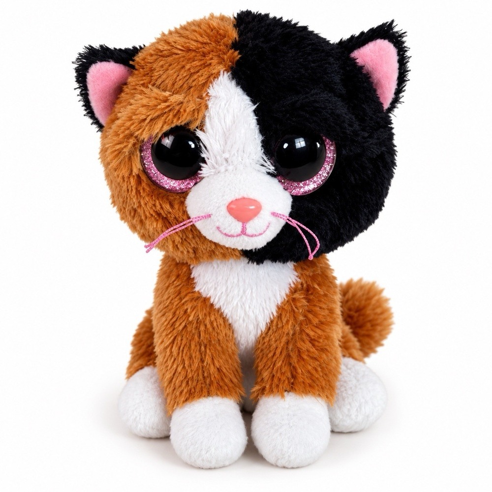 Ty Beanie Boo Tauri Calico Cat Plush 6" Brown Black Stuffed Animal Soft Toy